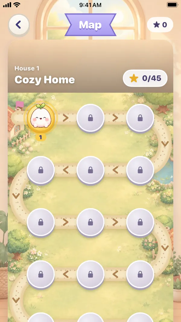 The map of levels along a garden path